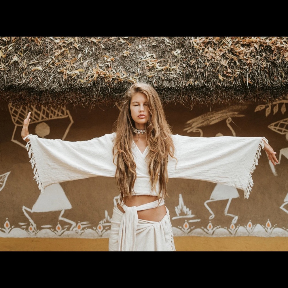 Boho Hippie canvas cotton wrap shirt